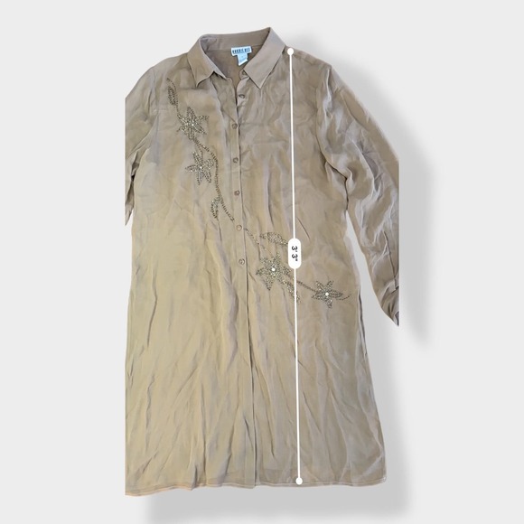 Robbie Bee NWT Vintage‎ 90's 100% Silk Floral Beaded Sheer Top Size 10 - Picture 4 of 9